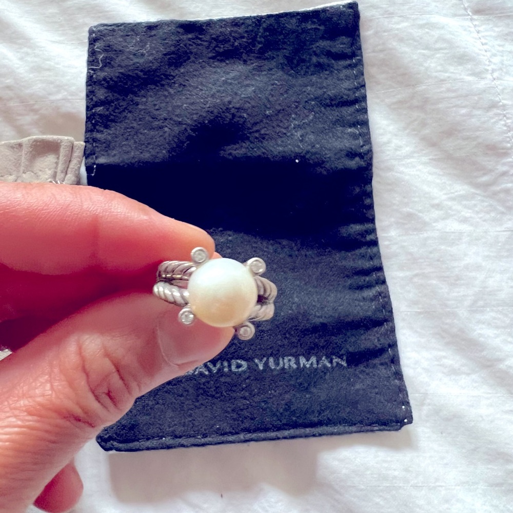 David Yurman Cable Collectibles Pearl Ring with Diamonds
